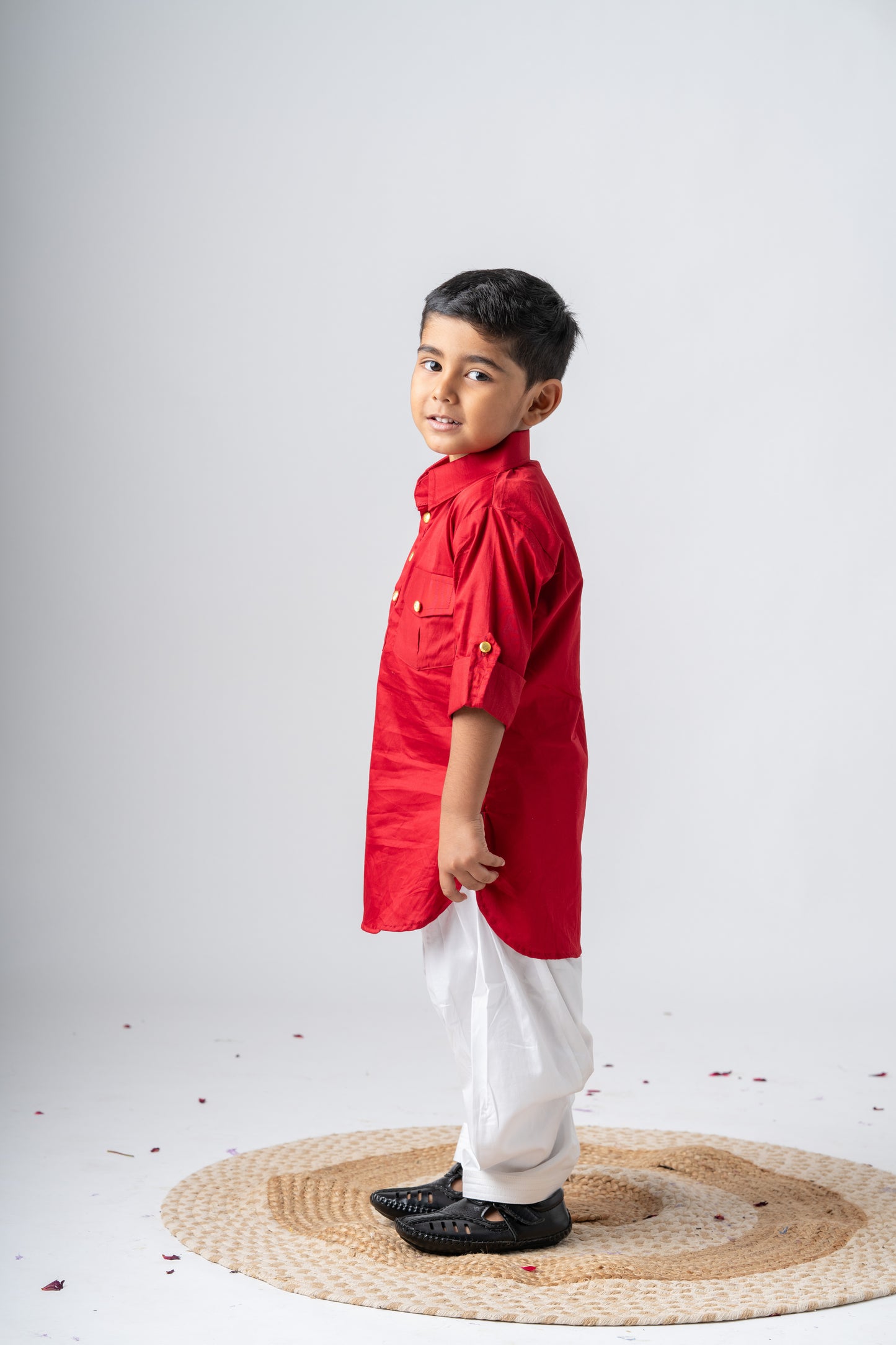 Boys Sultan Kurta with Salwar ethnic clothing set - Red