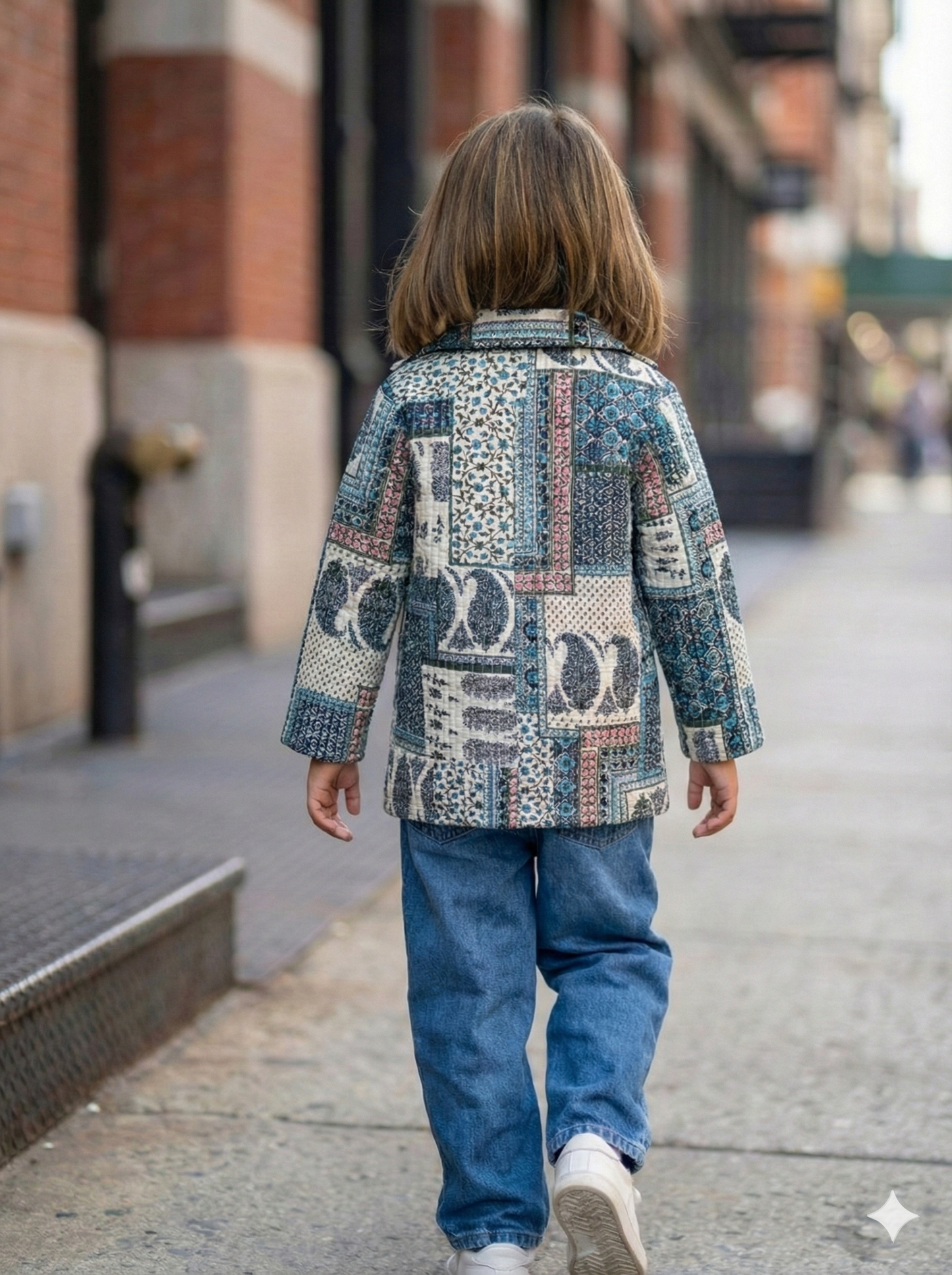 Girls Pure Cotton Printed Quilted Warm Jacket - Boho
