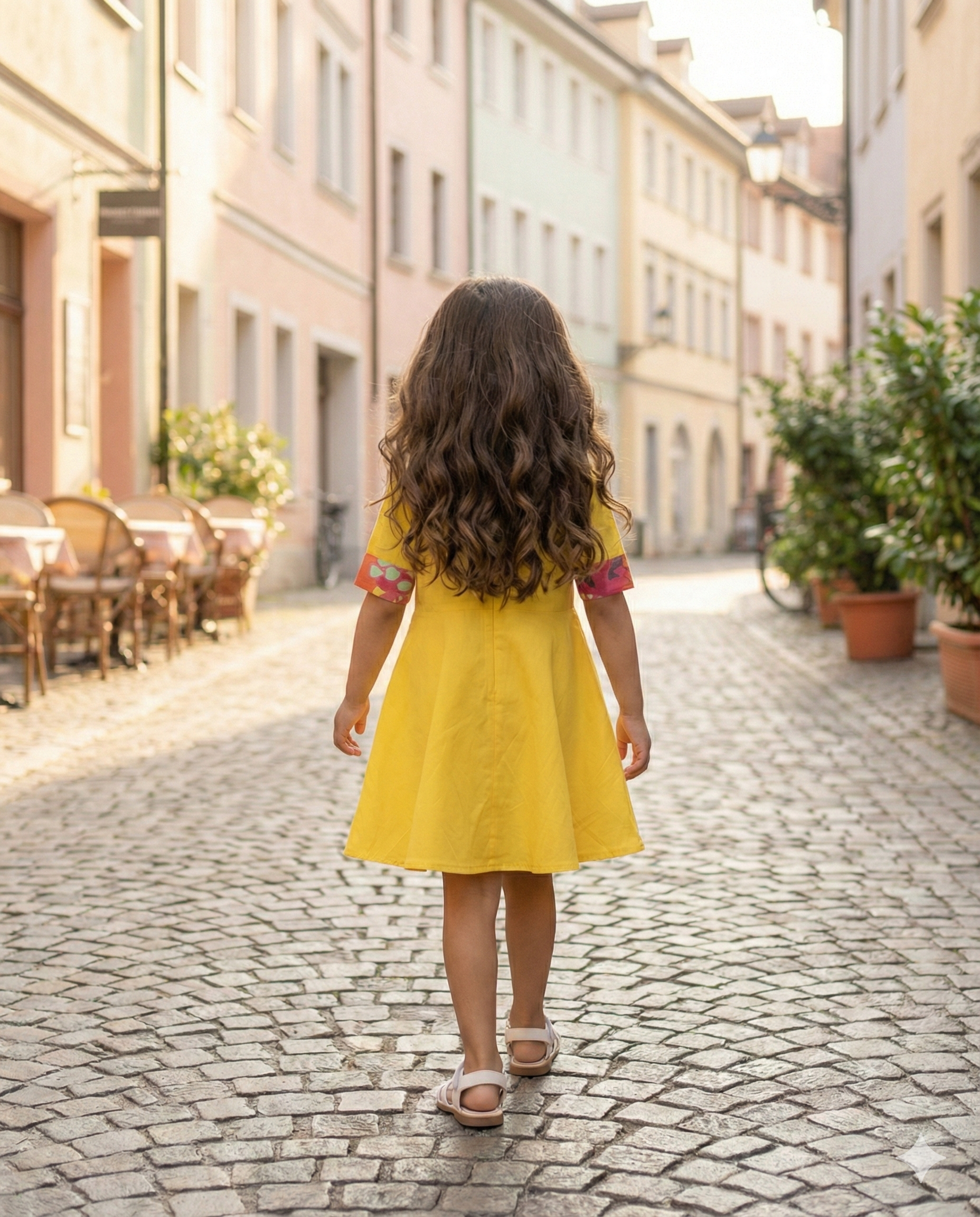 Girls Carnival Pure Cotton asymmetrical dress - Yellow