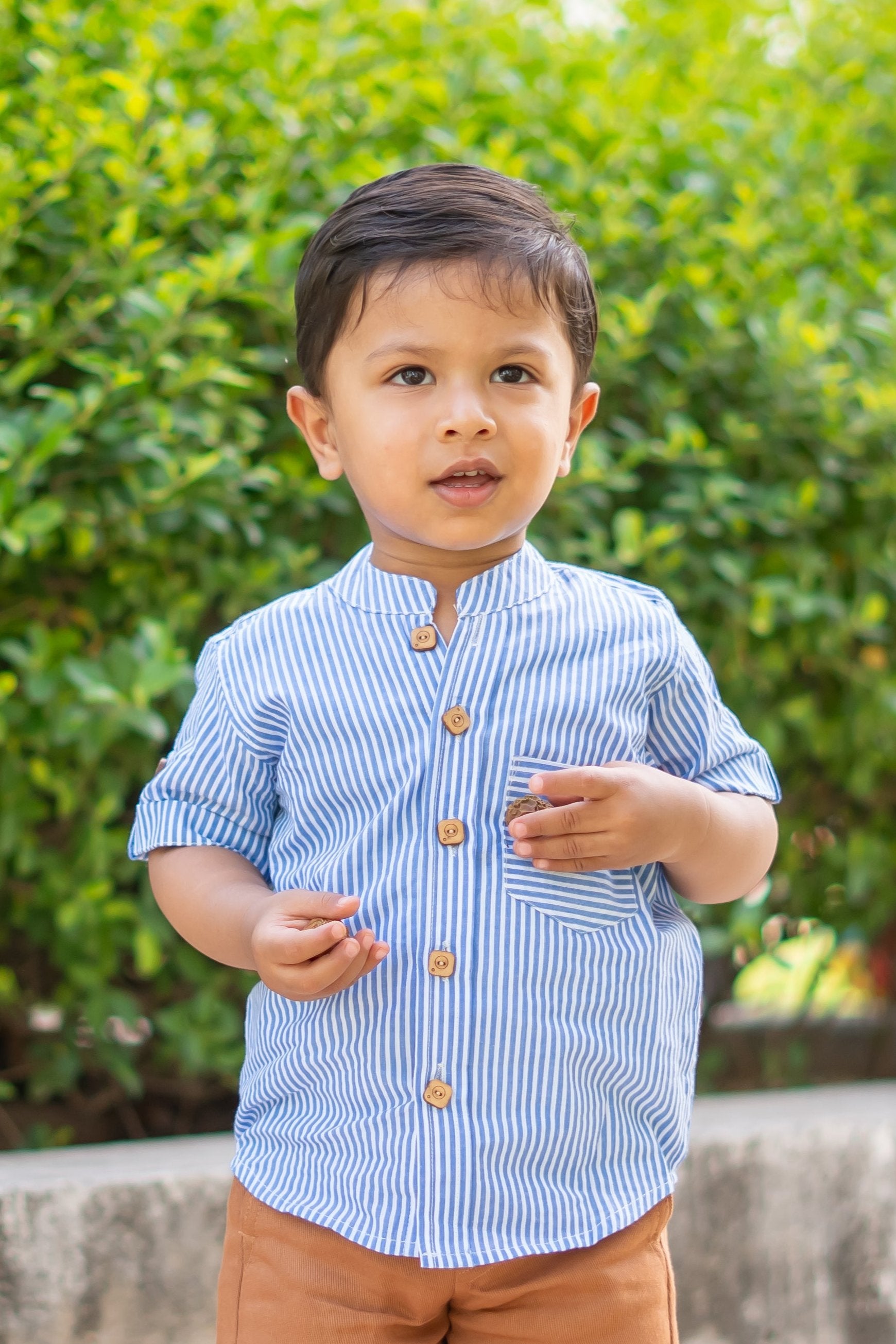 Boys 100% Cotton Shirt for Summer - Blue Striped Yarn Dyed - Peekaaboo Kids - Below 1000, Boys, Featured, Shirt