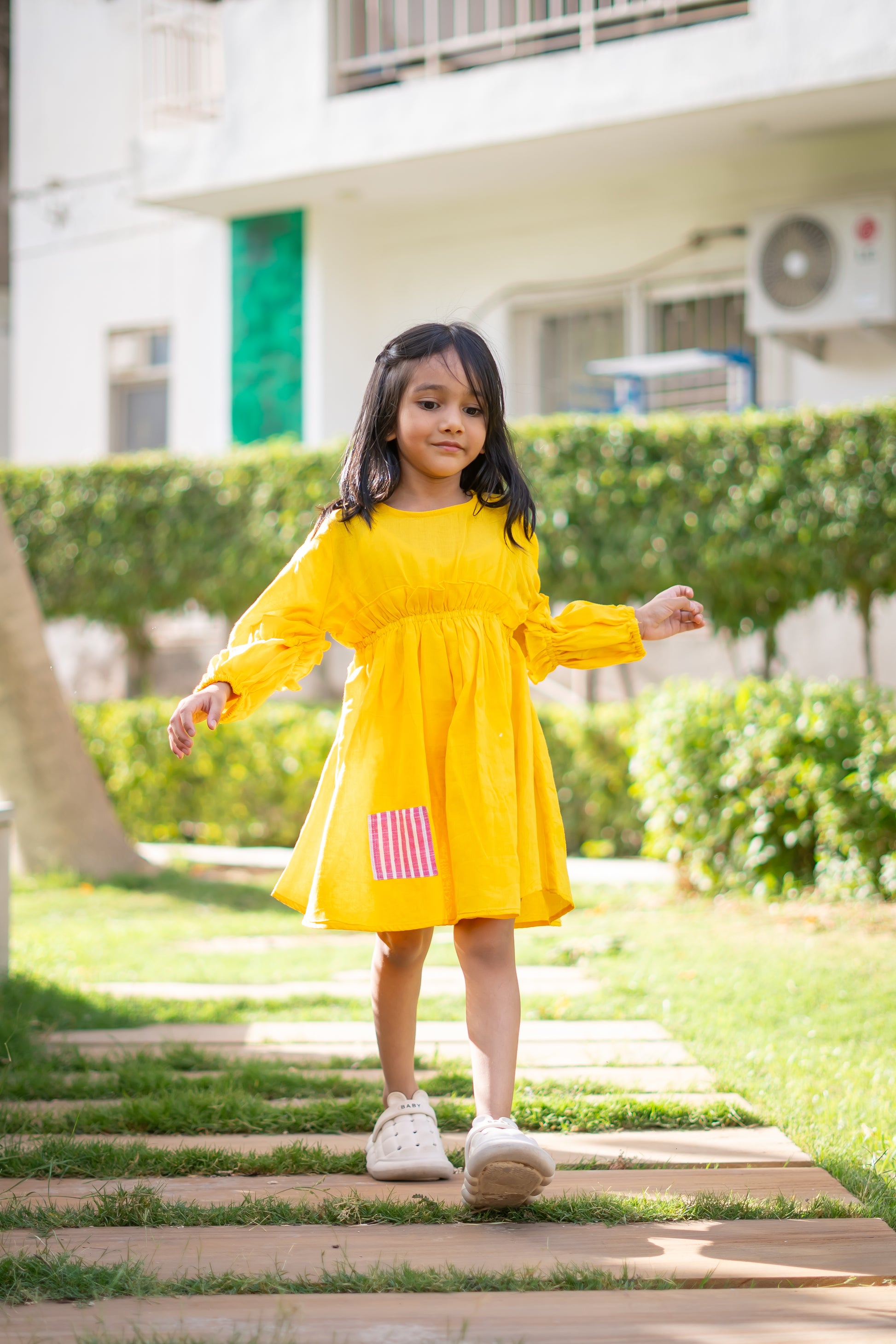 Girls Pure Mulmul Asymmetrical Solid Dress - Peekaaboo Kids - Below 1000, Dress, Girls