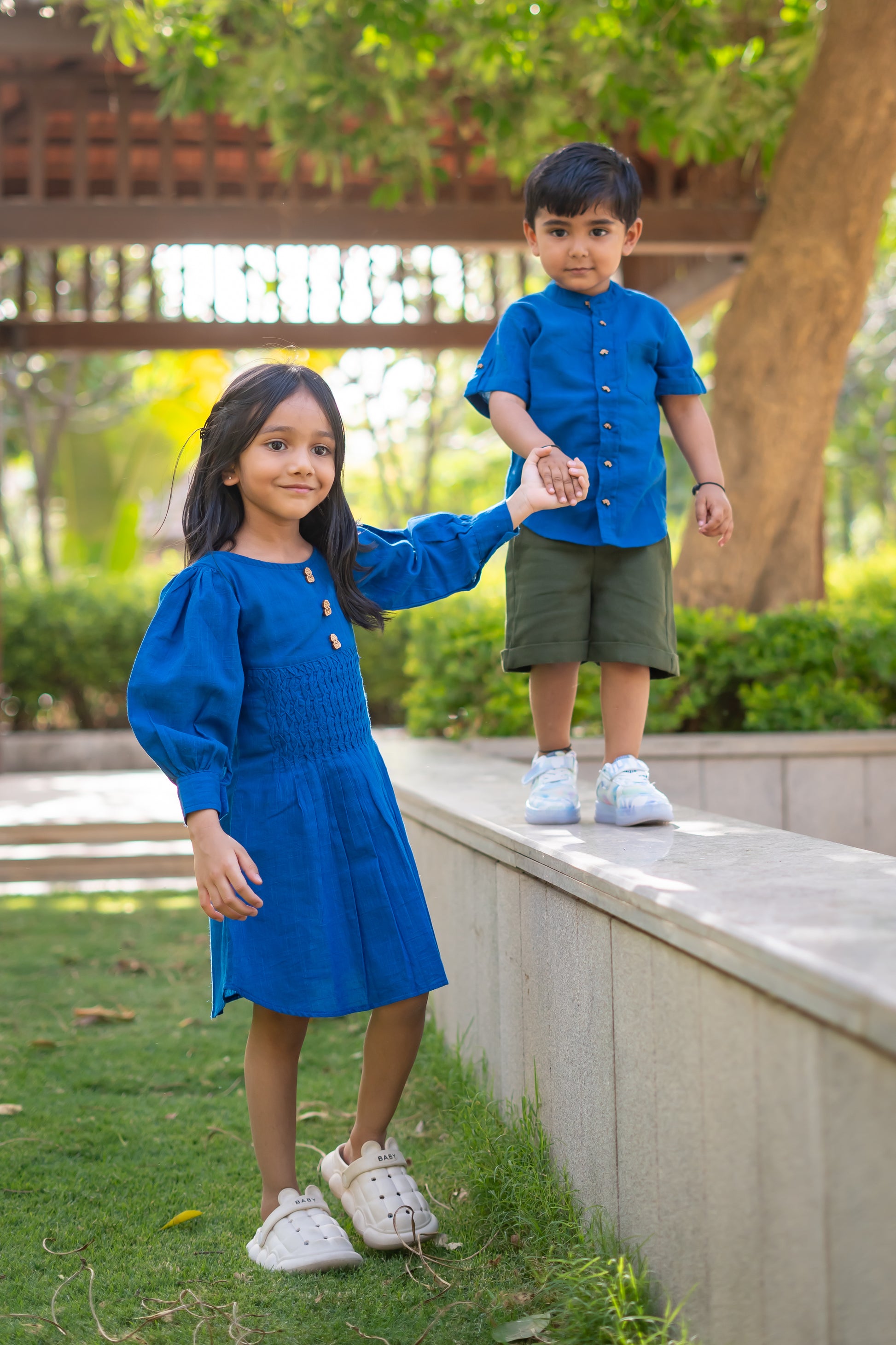 Blue Twinning Girl Dress Boys Clothing Set1