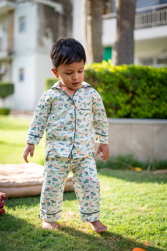 Pure Soft Cotton Printed Night Suits - Peekaaboo Kids - Below 1000, Boys, Clothing Set, Coord Set, Featured, Lounge wear, Loungewear