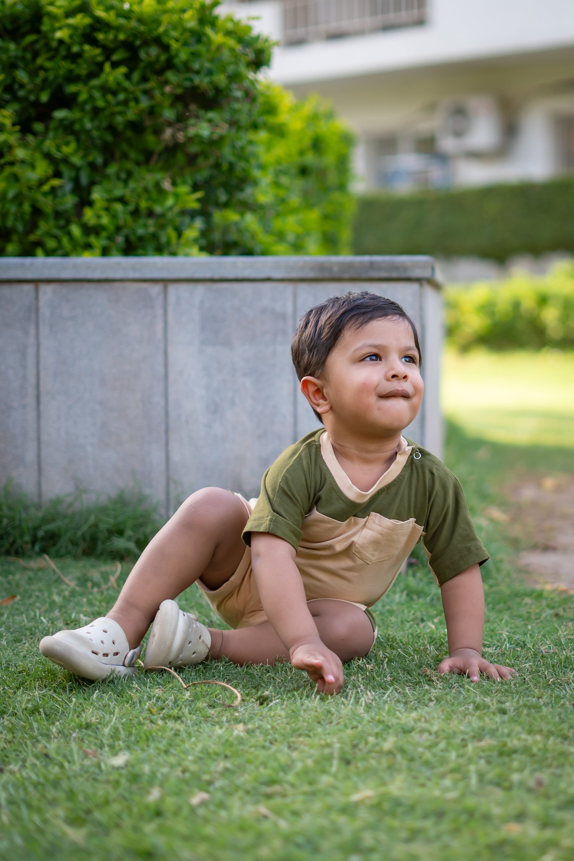 Boys Thunderbolt 100% Cotton Clothing Set - Olive-Beige - Peekaaboo Kids - Below 1000, Boys, Clothing Set, Coord Set, Featured