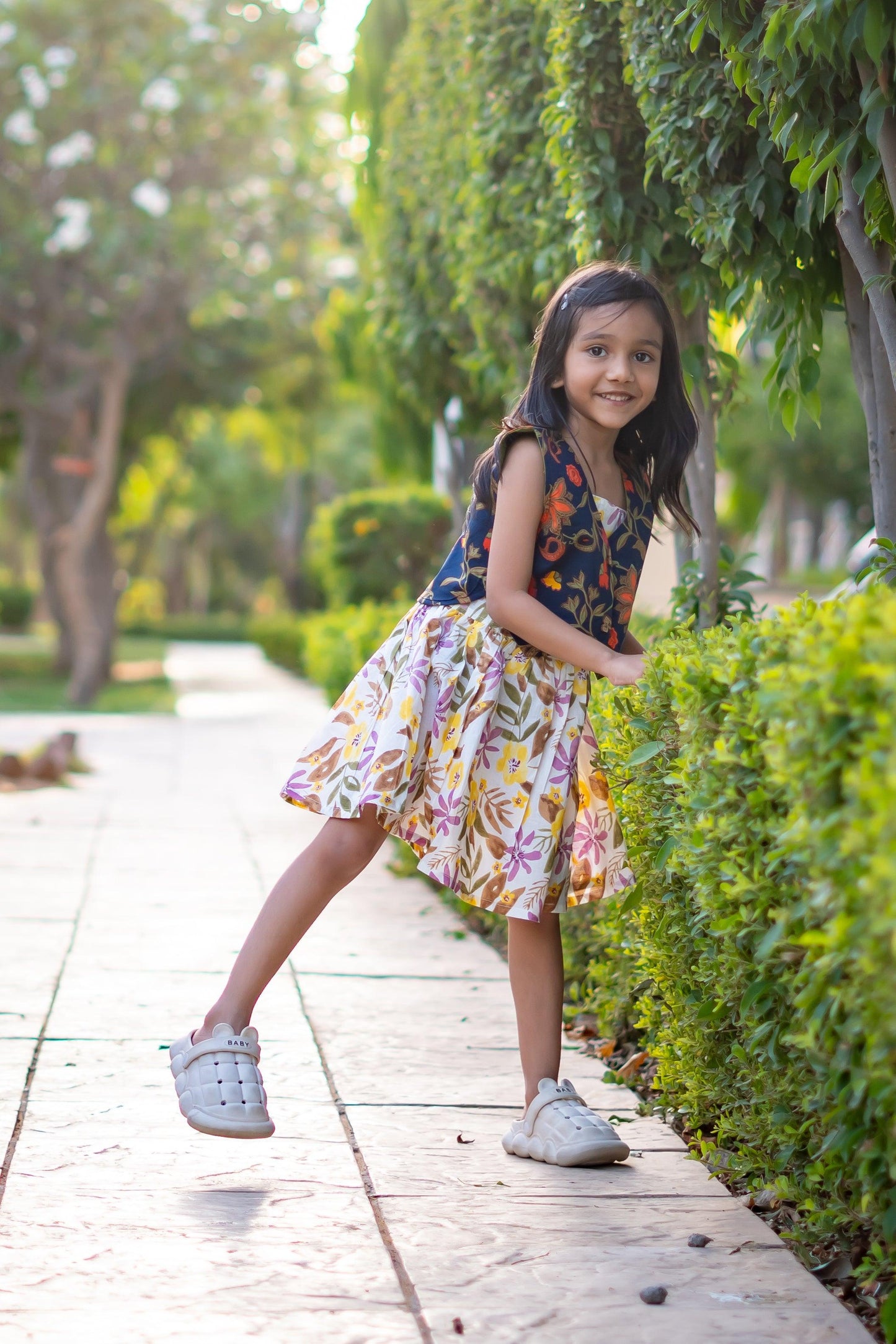 Girls Pure Cotton White Summer Dress - Floral print - Peekaaboo Kids - Below 1000, Dress, Featured, Girls