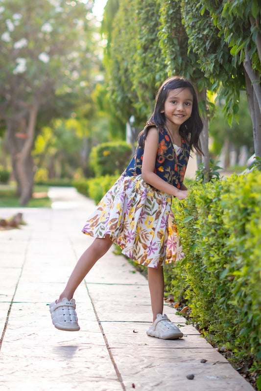 Girls Pure Cotton White Summer Dress - Floral print - Peekaaboo Kids - Below 1000, Dress, Featured, Girls