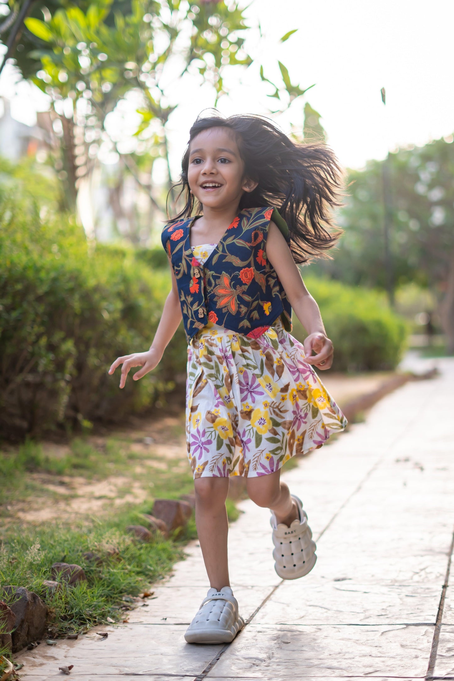 Girls Pure Cotton White Summer Dress - Floral print - Peekaaboo Kids - Below 1000, Dress, Featured, Girls