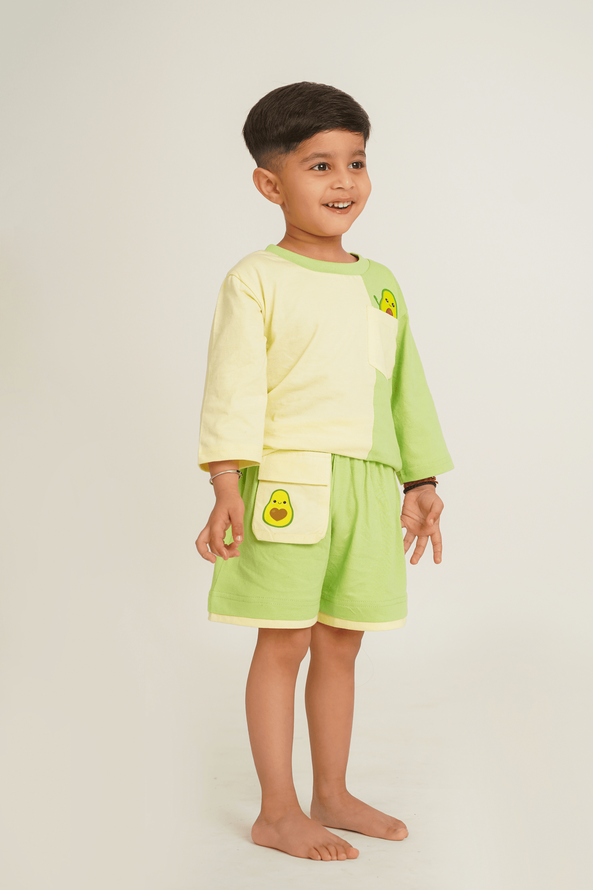 Boys 100% Cotton Knit Set with avocado print - Green - Peekaaboo Kids - Below 1000, Boys, Coord Set