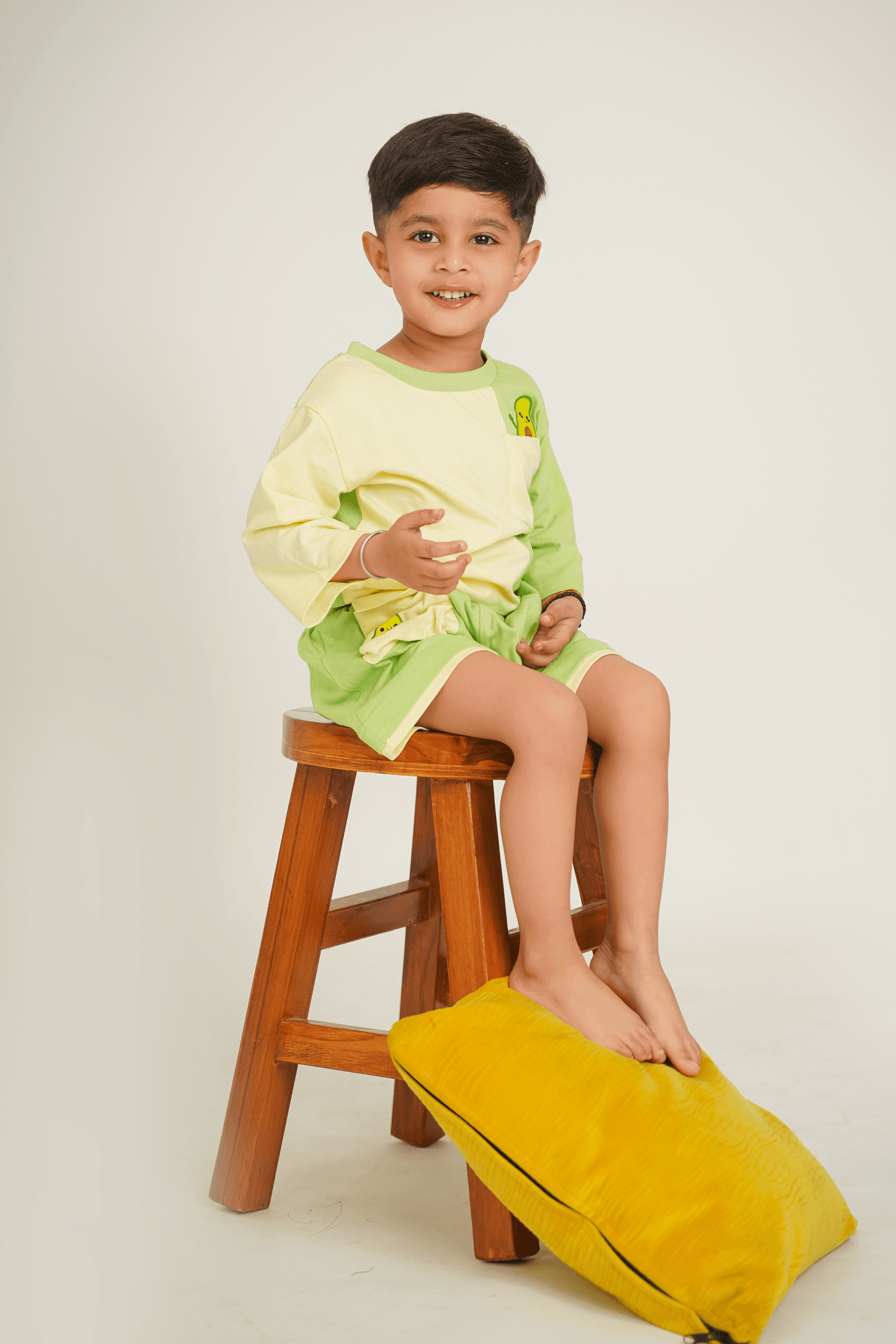 Boys 100% Cotton Knit Set with avocado print - Green - Peekaaboo Kids - Below 1000, Boys, Coord Set