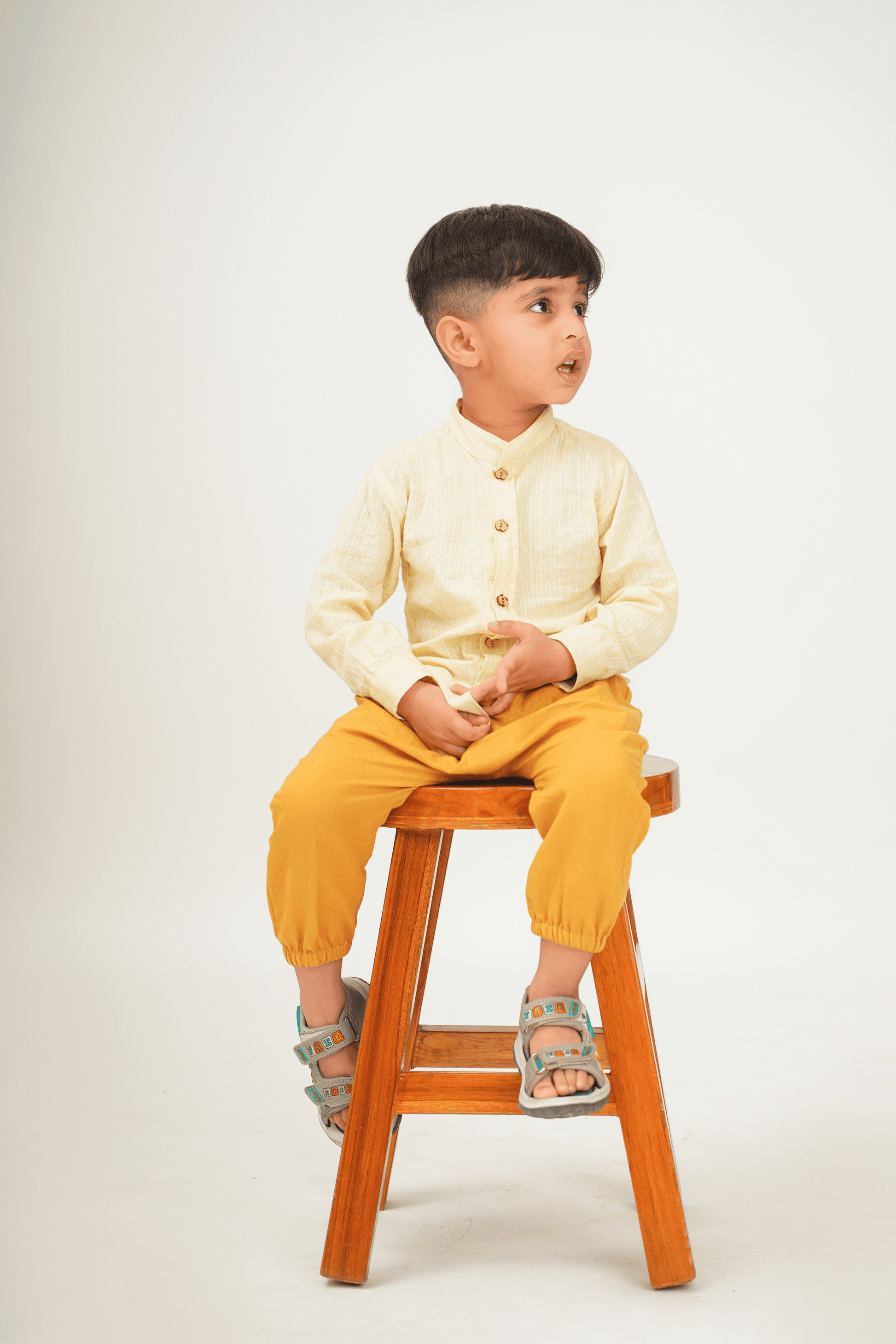 Boys Pure Cotton Yellow Shirt With Miyani Pants Set - Peekaaboo Kids - Below 1000, Boys, Clothing Set