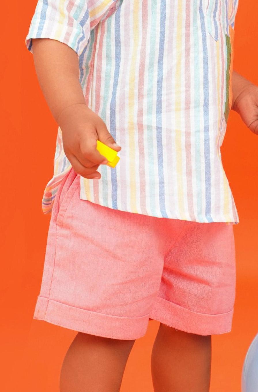 Boys 100% Cotton Pink Shorts - Peekaaboo Kids - Below 1000, Bottoms, Boys, Shorts