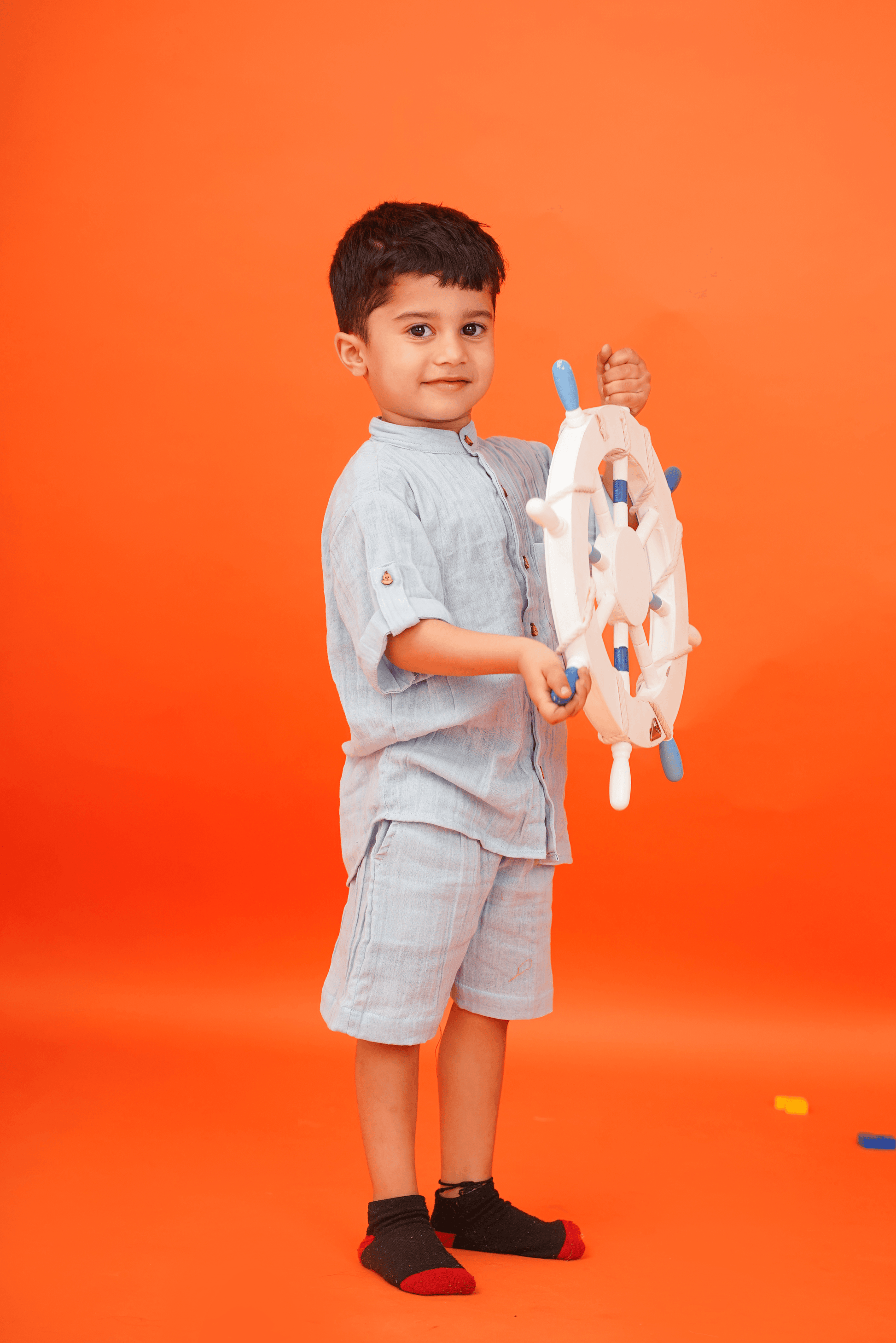 Boys 100% muslin solid Set with asymmetrical crinkles - Sky Blue - Peekaaboo Kids - Above 1000, Boys, Coord Set, Featured