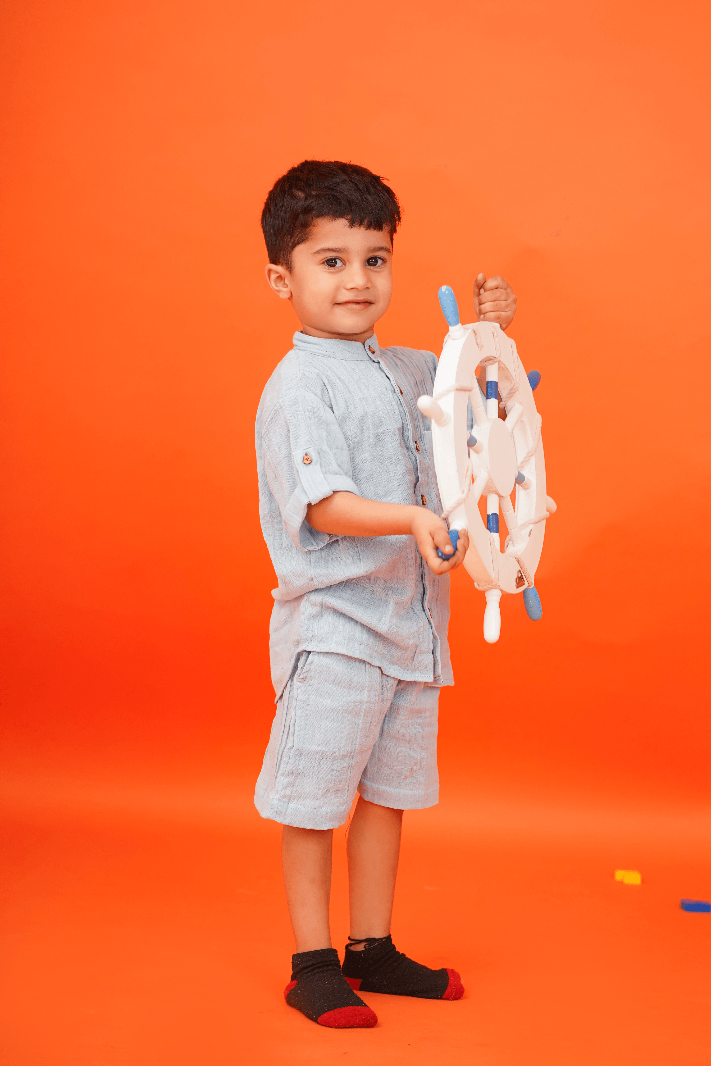Boys 100% muslin solid Set with asymmetrical crinkles - Sky Blue - Peekaaboo Kids - Above 1000, Boys, Coord Set, Featured