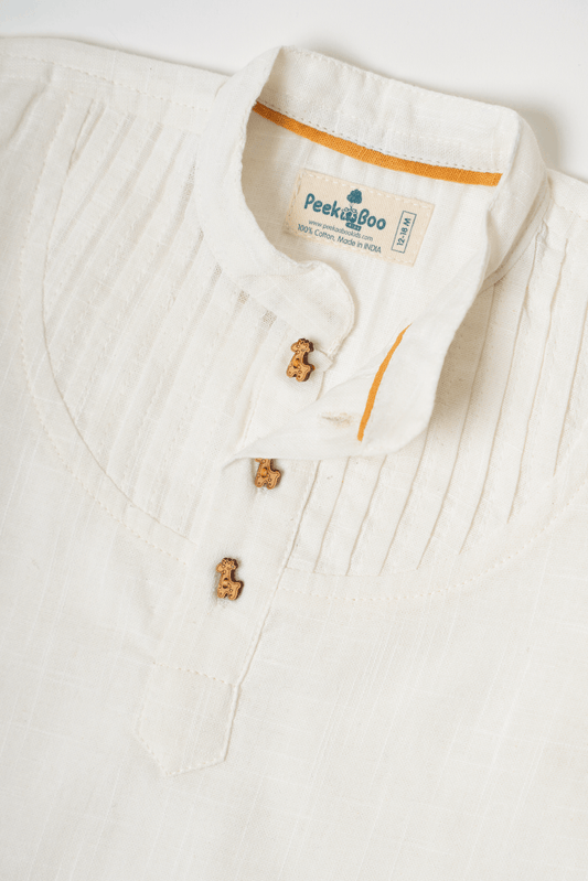 Boys Pure Cotton White Shirt with pintucks detailing - Peekaaboo Kids - Below 1000, Boys, Shirt