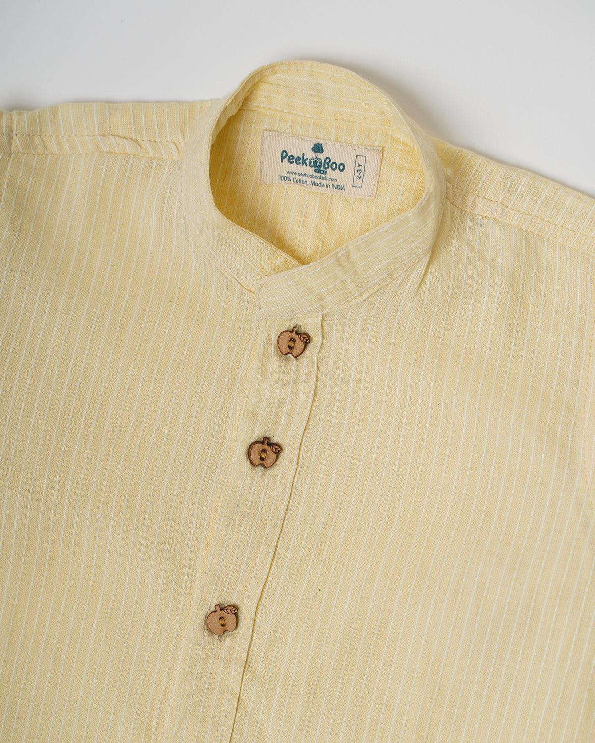 Boys Pure Cotton Shirt - Mauve/Yellow - Peekaaboo Kids - Below 1000, Boys, Shirt