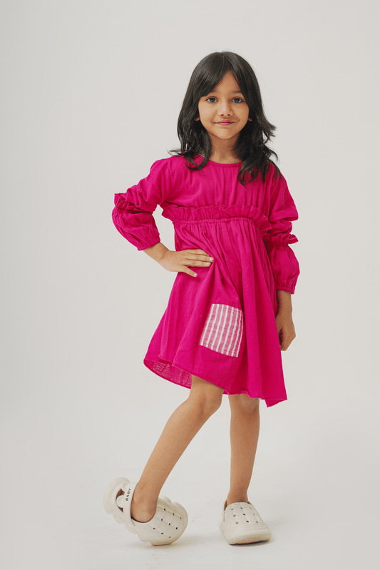 Girls Pure Mulmul Asymmetrical Solid Dress - Peekaaboo Kids - Below 1000, Dress, Girls