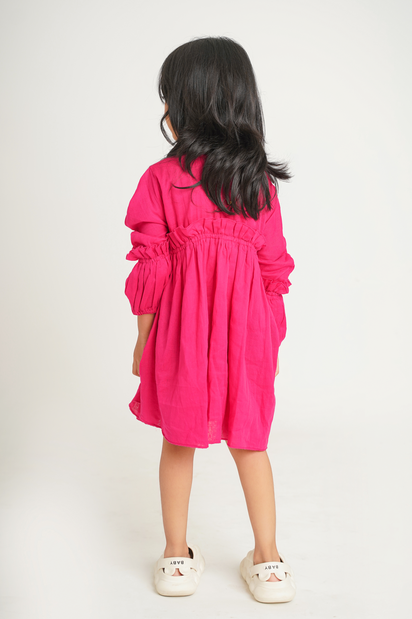 Girls Mulmul asymmetrical Solid Pink Dress - Peekaaboo Kids - Below 1000, Dress, Girls