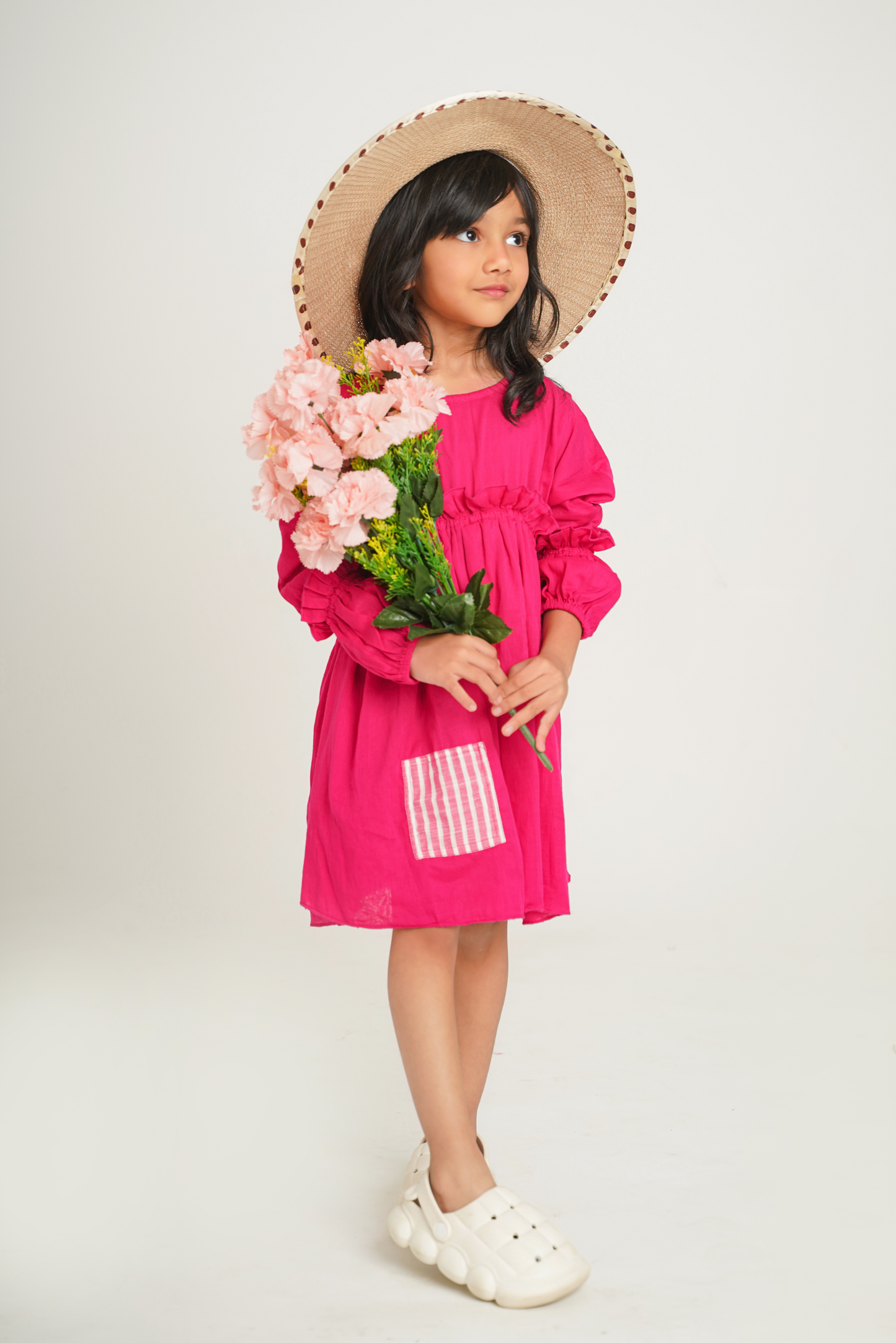 Girls Mulmul asymmetrical Solid Pink Dress - Peekaaboo Kids - Below 1000, Dress, Girls