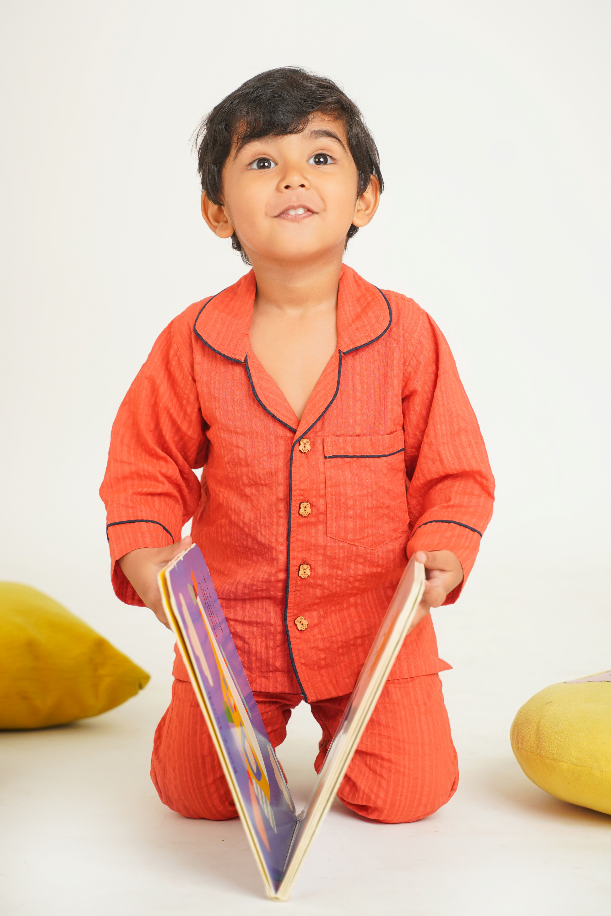 Boys Seersucker 100% super soft Cotton Loungewear - Rust - Peekaaboo Kids - Above 1000, Boys, Featured, Loungewear