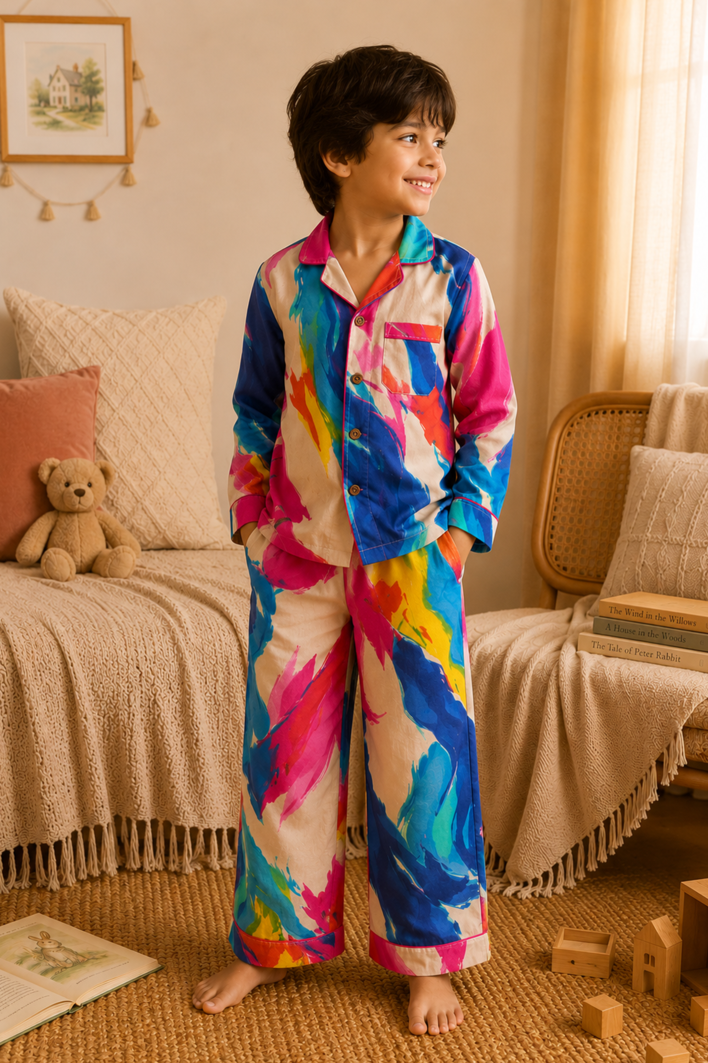 Pure Soft Cotton Printed Night Suit - Multi