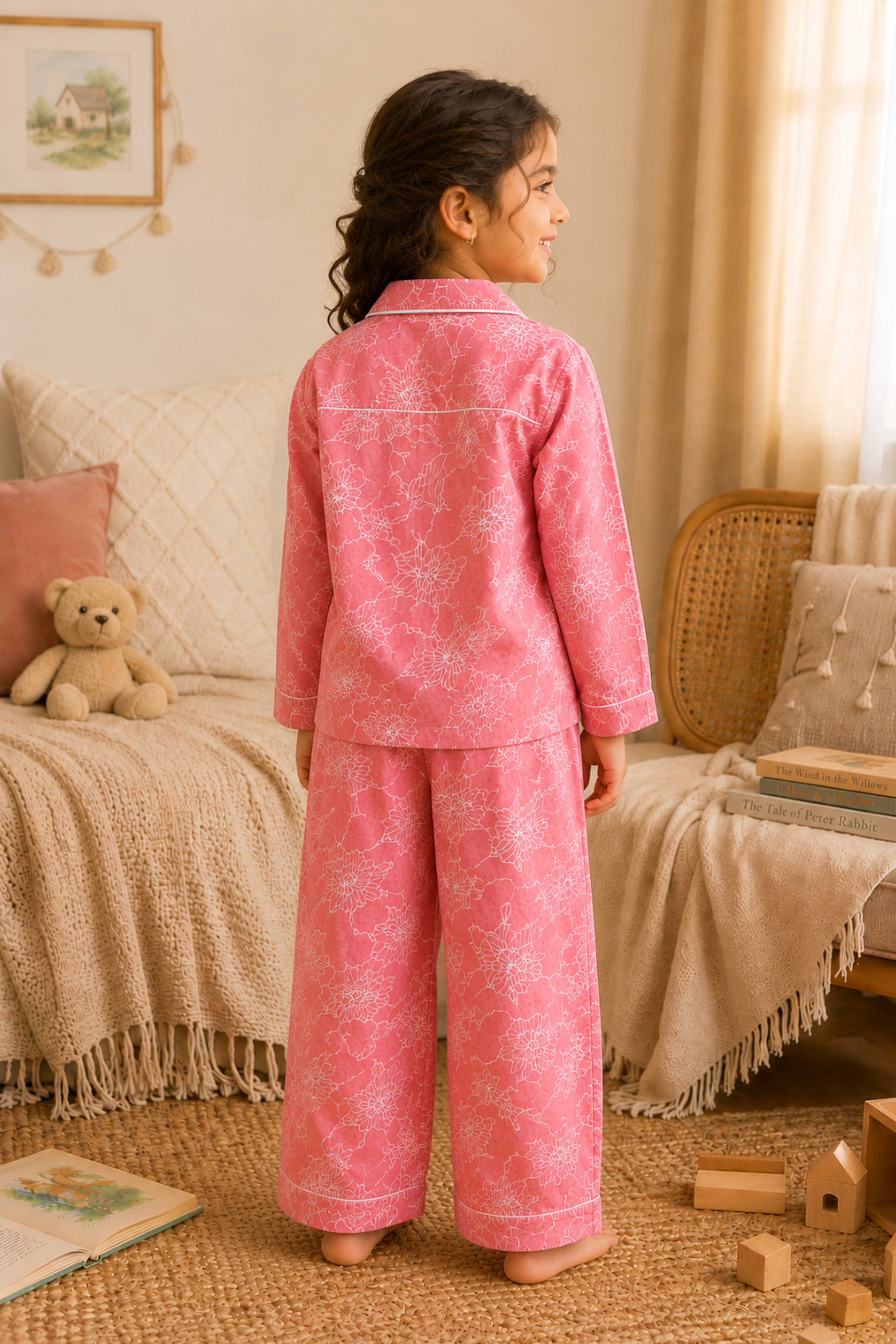 Pure Soft Cotton Printed Night Suit - Pink