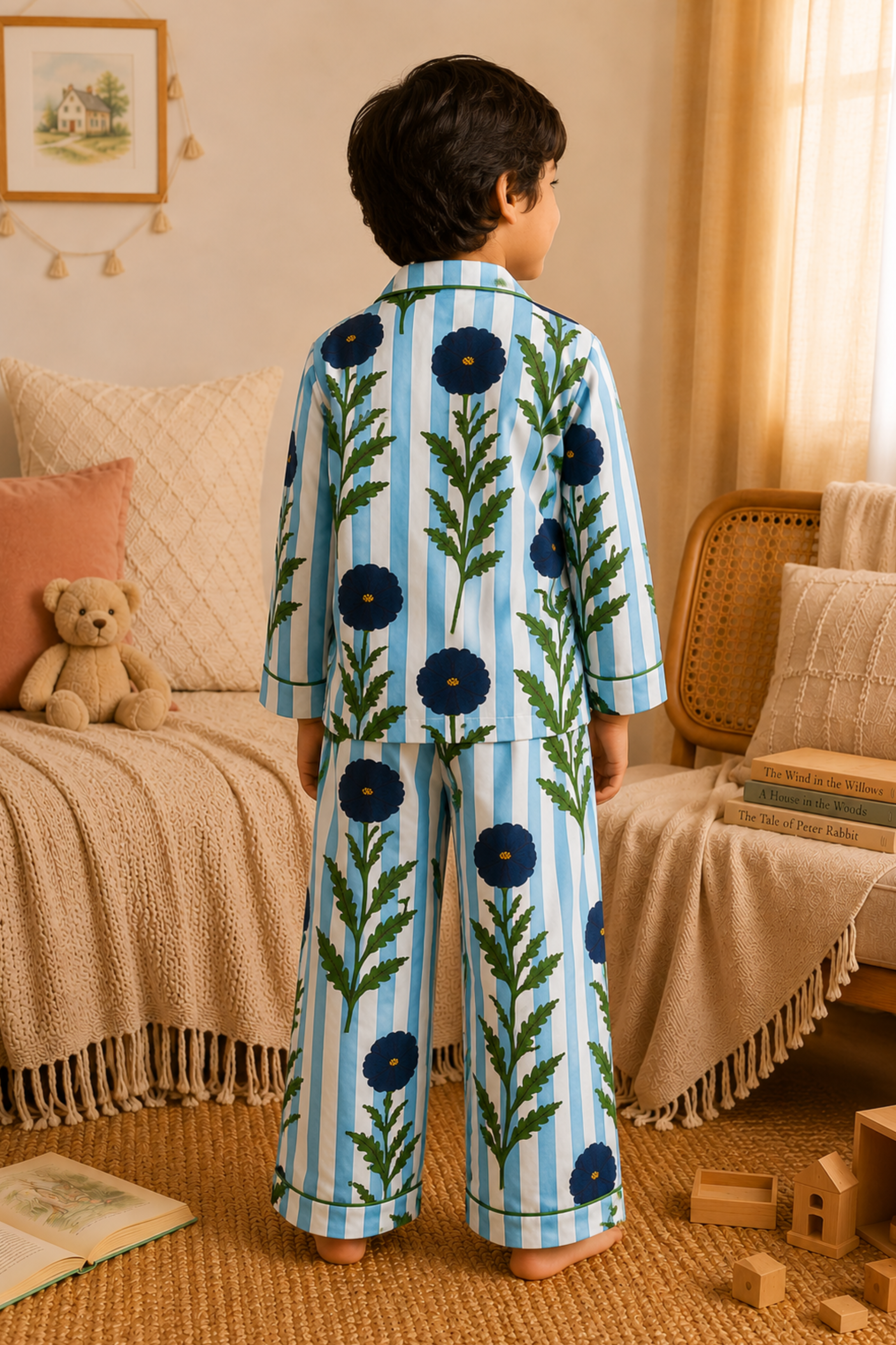 Pure Soft Cotton Printed Night Suit - Floral blockprint