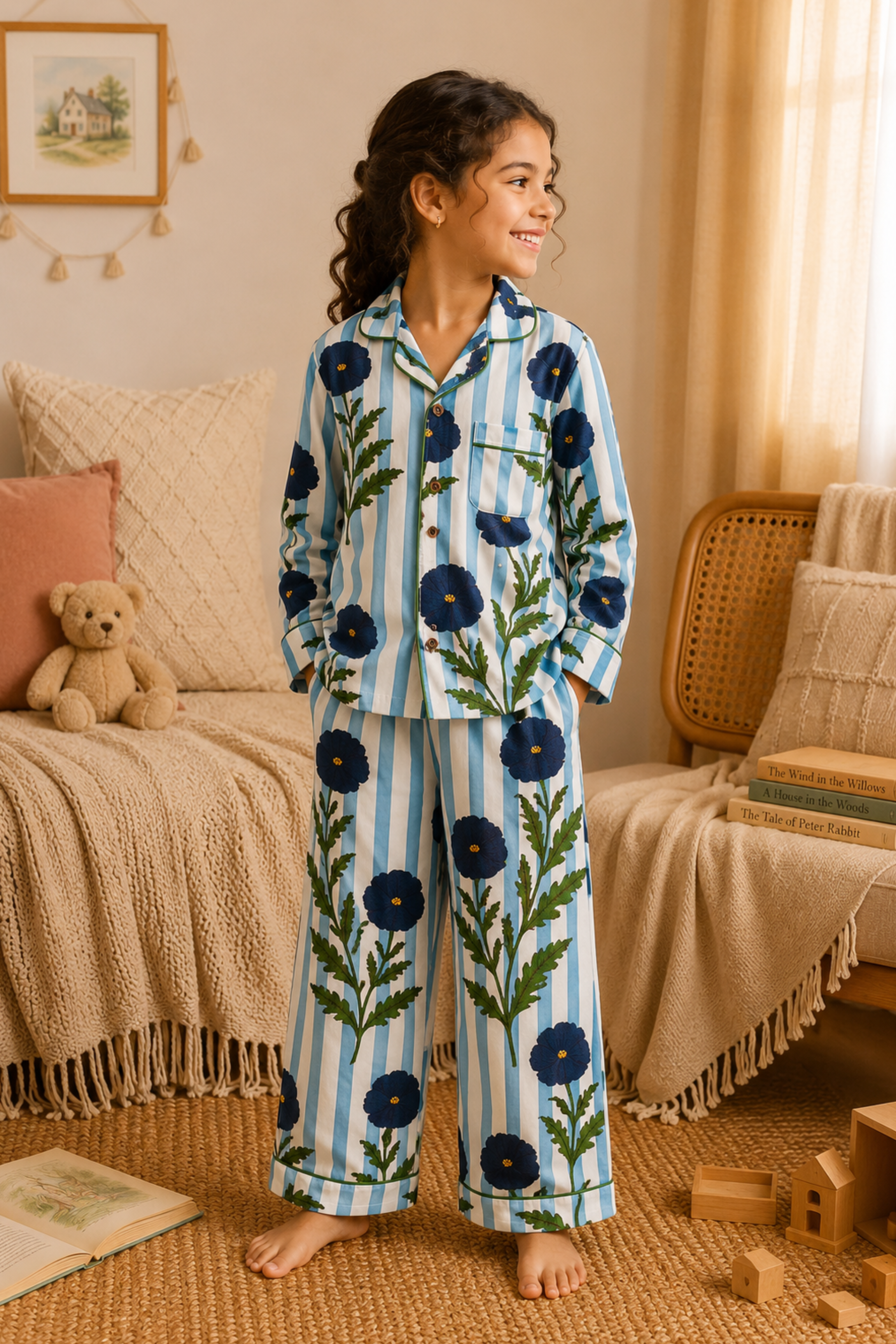 Pure Soft Cotton Printed Night Suit - Floral blockprint