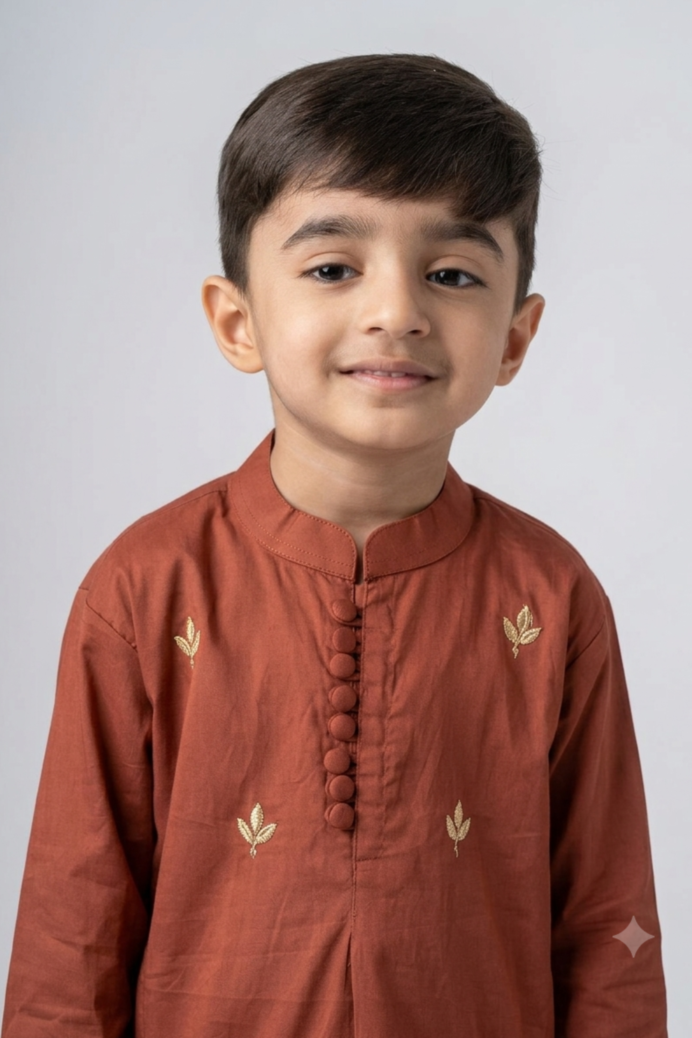 Boys Ambar Kurta Pant ethnic clothing set with gota work - Rust