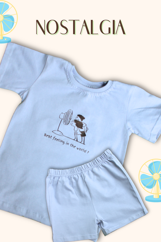 Boys Nostalgia 100% Cotton Clothing Set - Light Blue - Peekaaboo Kids - Below 1000, Boys, Clothing Set, Coord Set, Featured