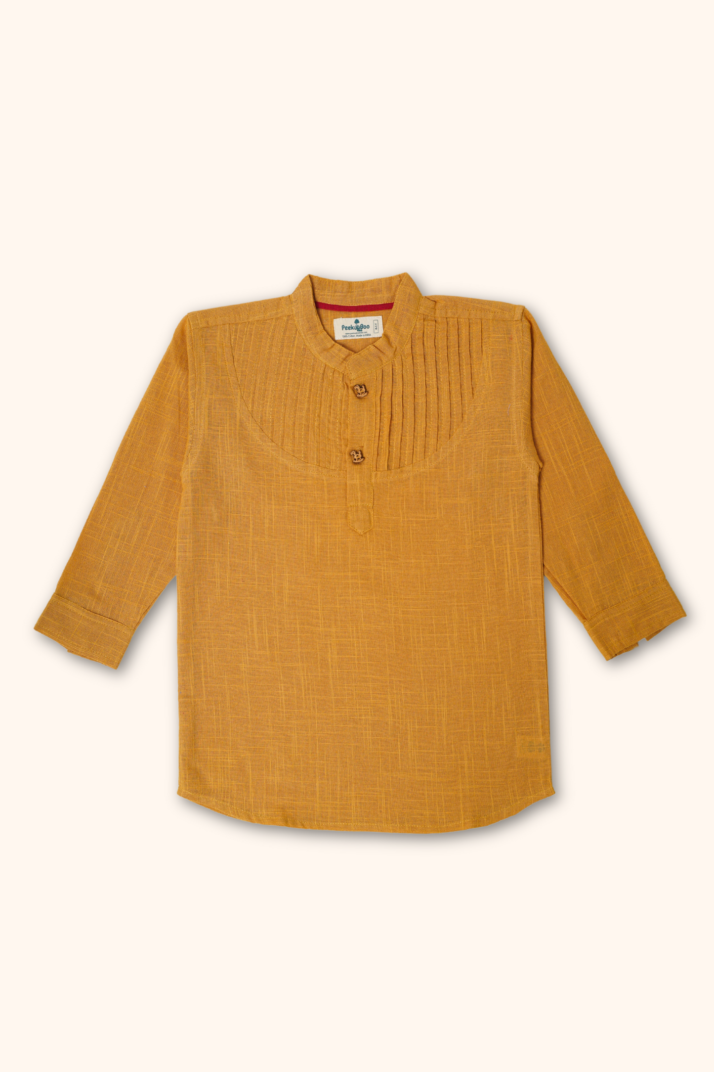 Boys Pure Cotton Beige Shirt with pintucks detailing