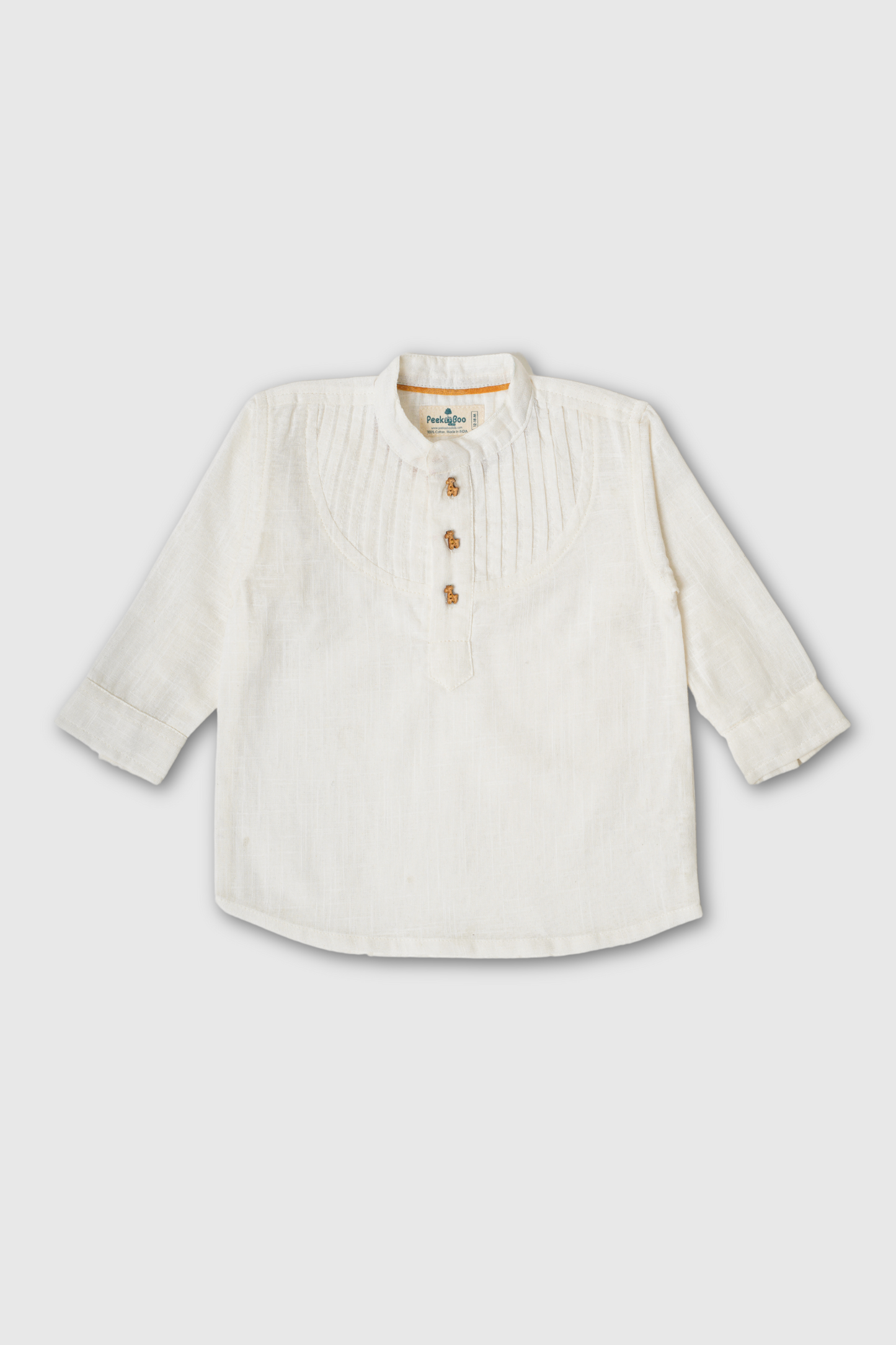 Boys Pure Cotton White Shirt with pintucks detailing