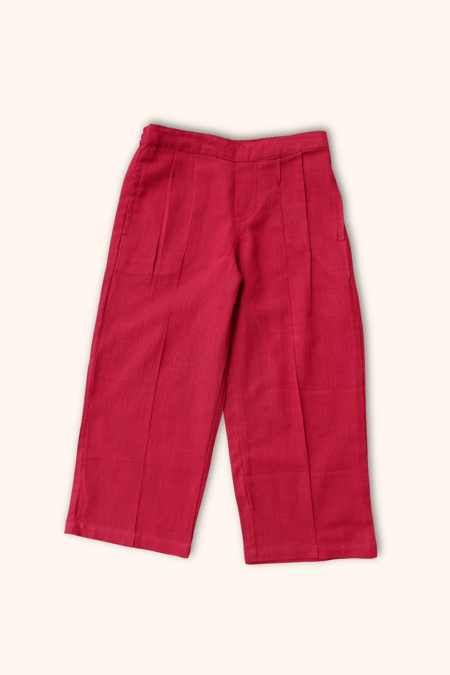 Girls Hawai Smocked Crop Top & Pleated Pants - Maroon