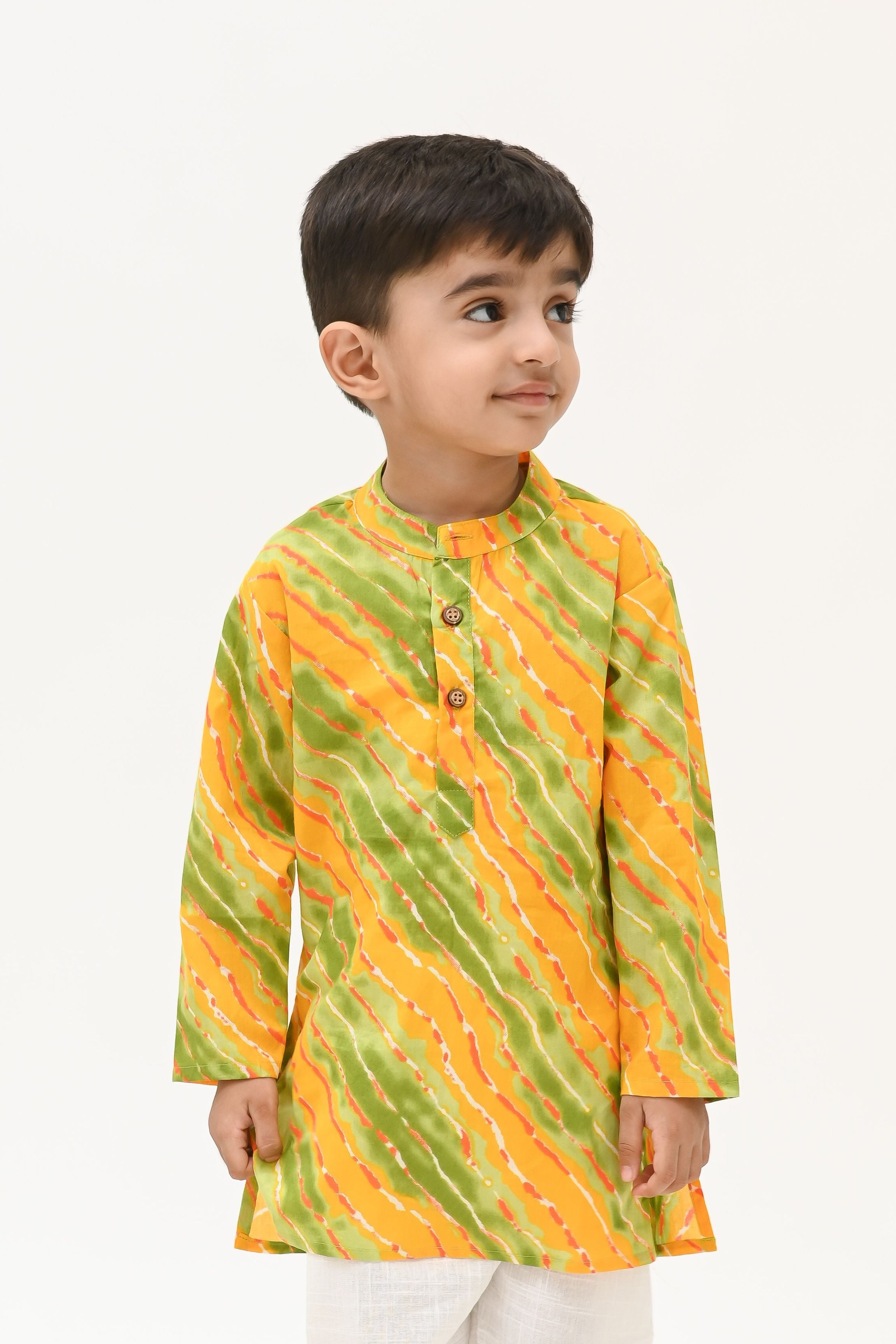 Boys Saavan 2.0 Pure Cotton Ethnic Clothing set - Green Lehriya