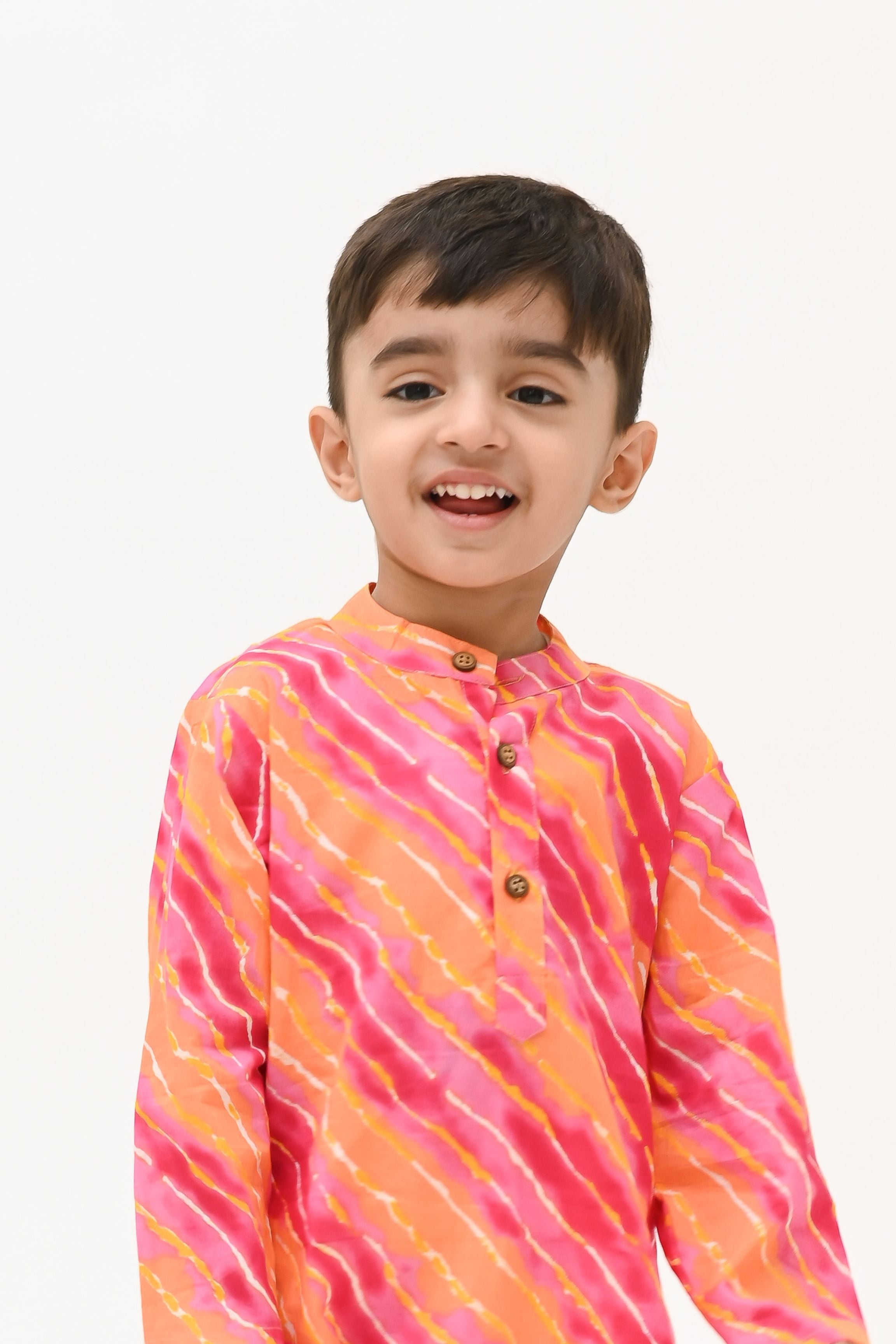 Boys Saavan 2.0 Pure Cotton Ethnic Clothing set - Pink Lehriya