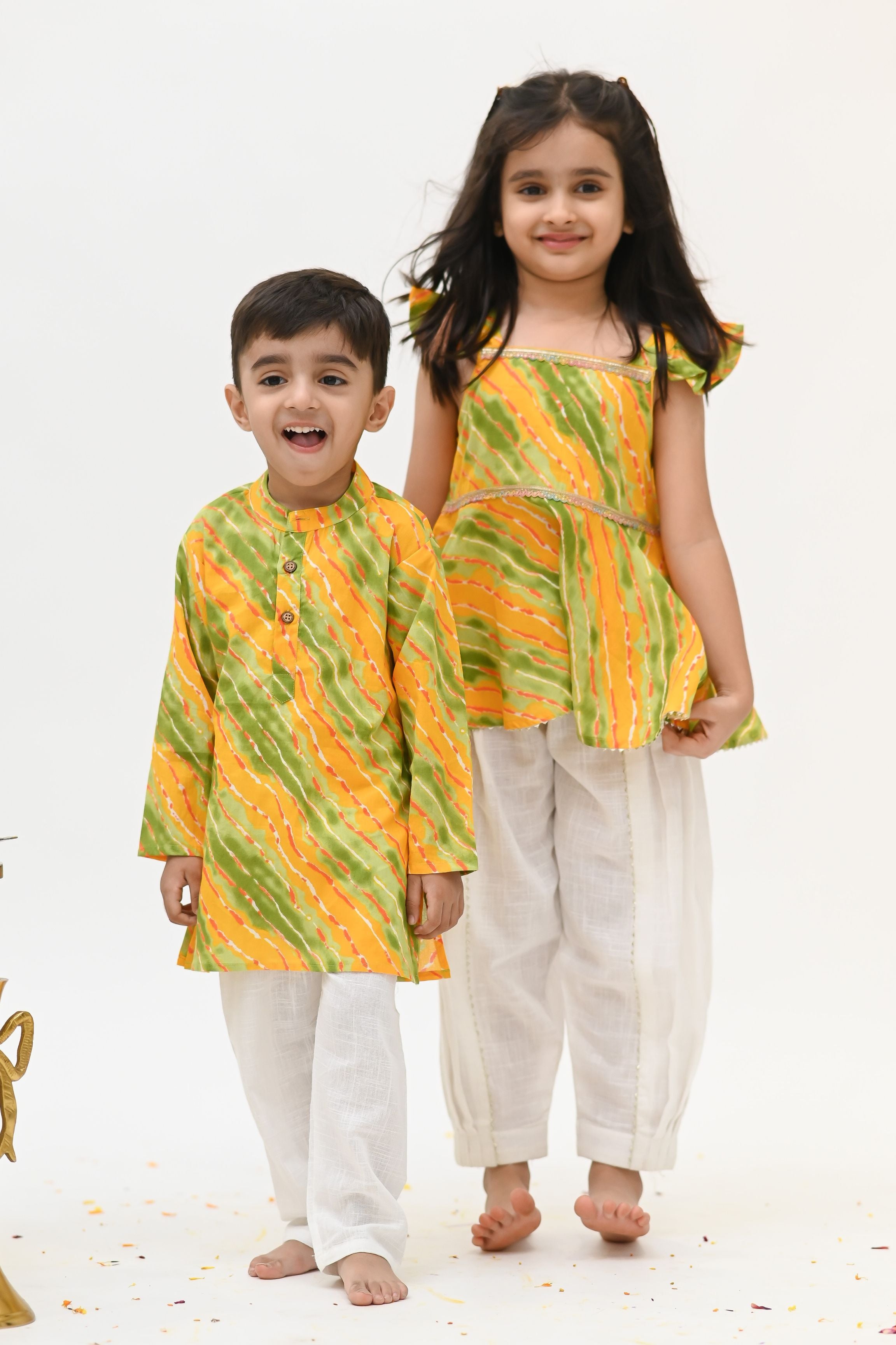 Boys Saavan 2.0 Pure Cotton Ethnic Clothing set - Green Lehriya