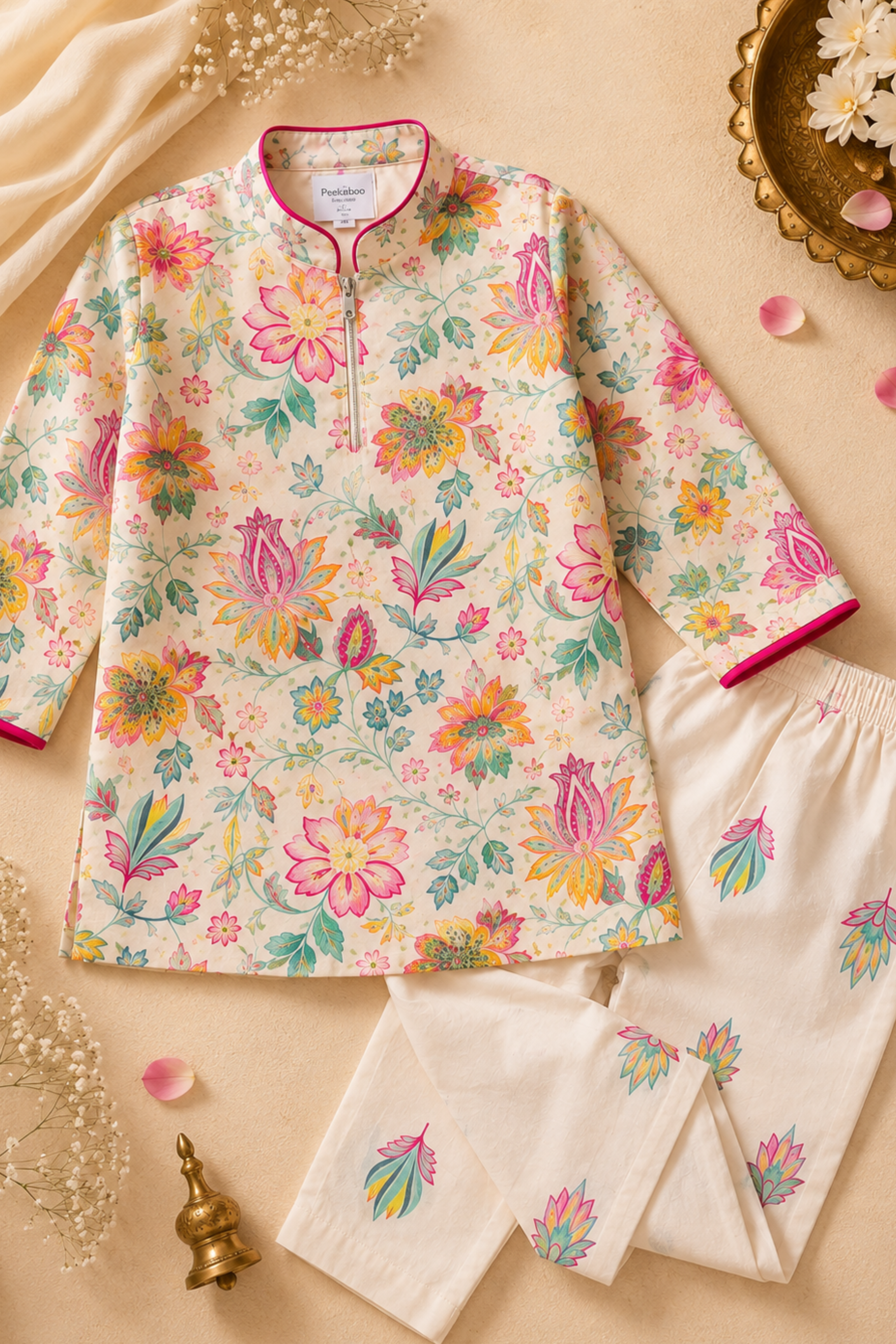 Boys Kohinoor Pure Cotton Ethnic Clothing set - Peach