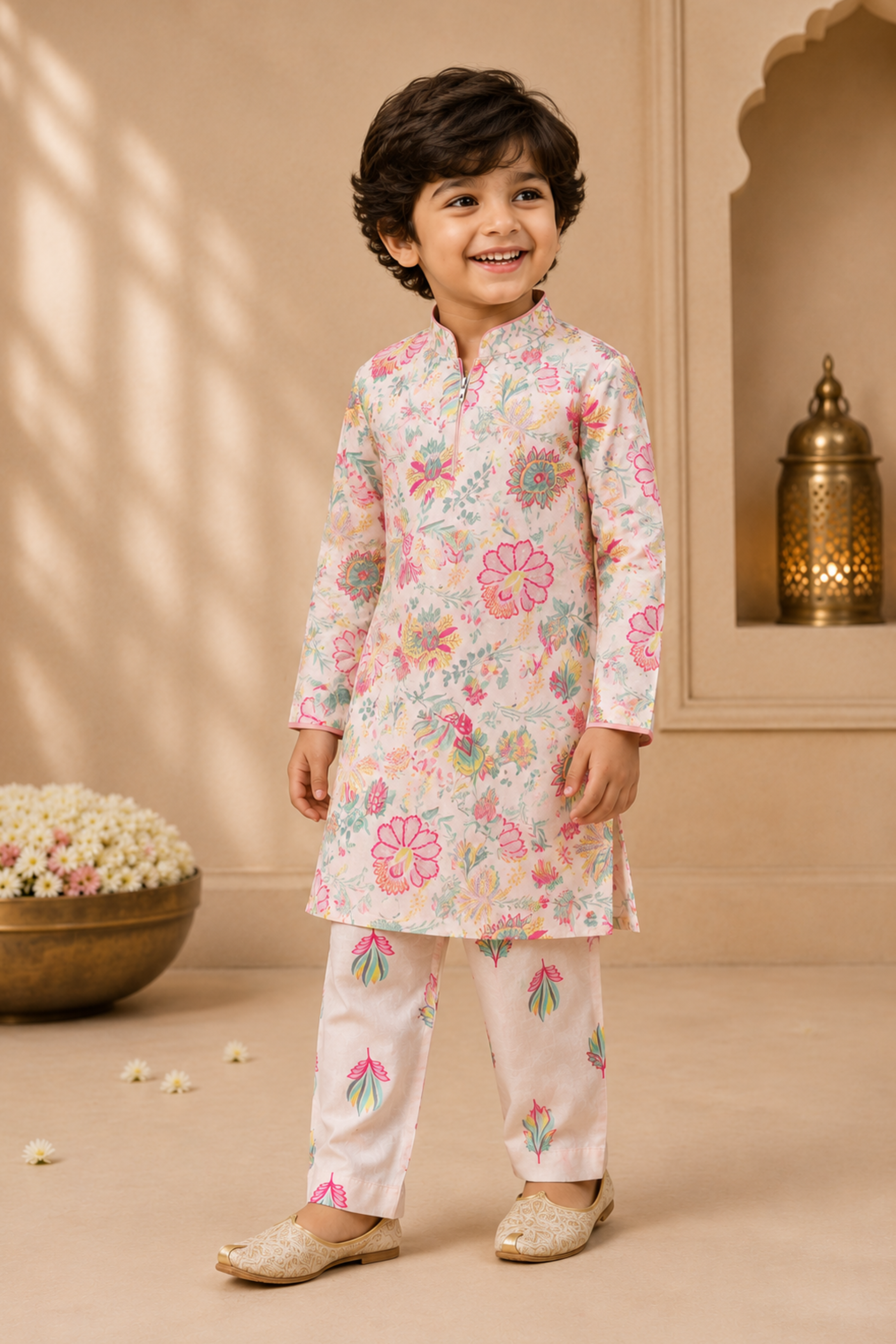 Boys Kohinoor Pure Cotton Ethnic Clothing set - Peach