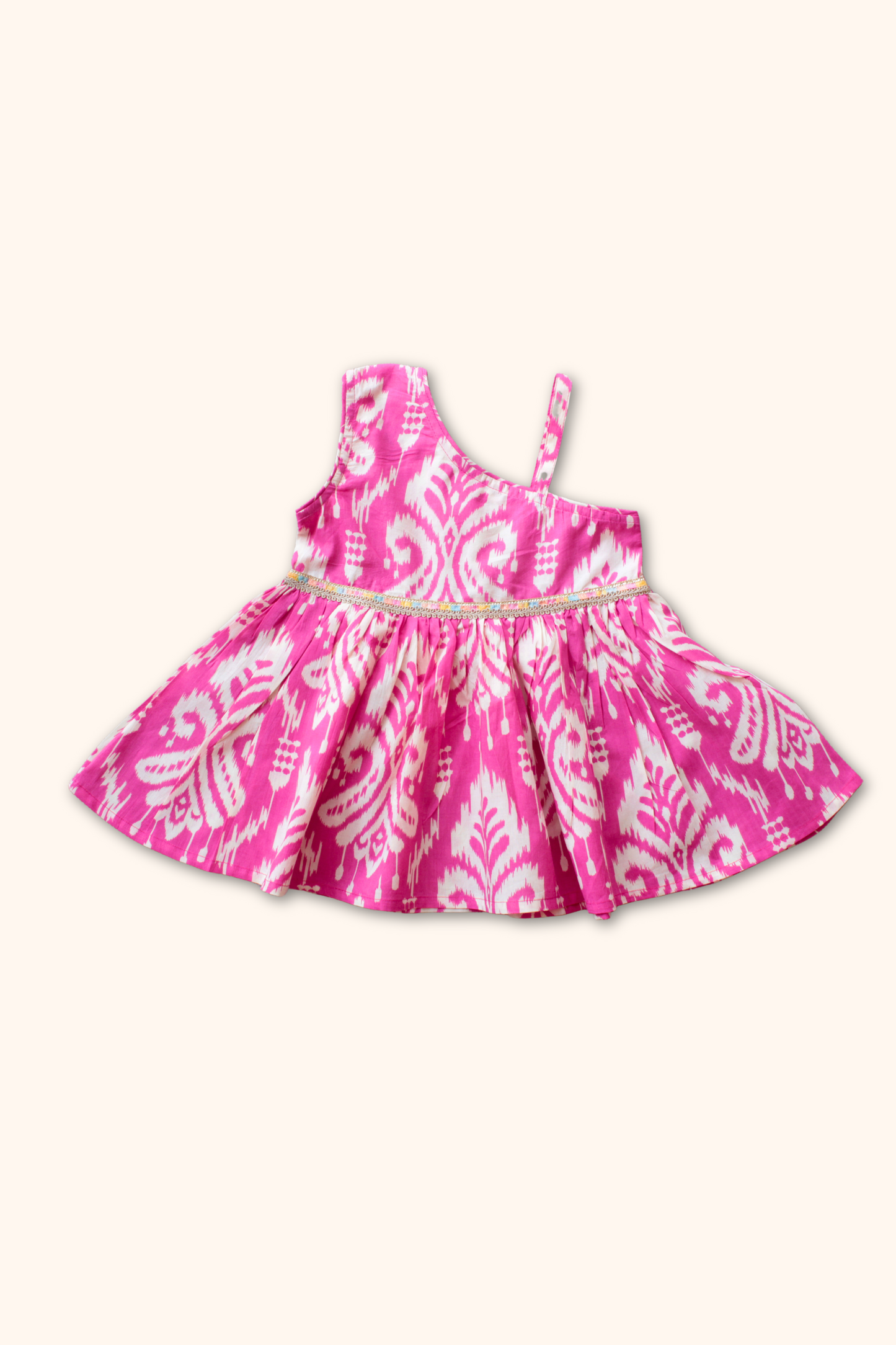 Girls Saavan Pure Cotton Ethnic Clothing set - Pink Ikkat print